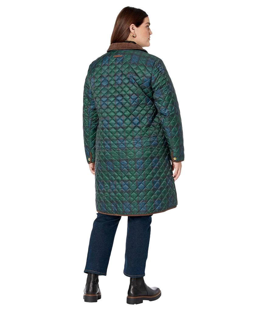 Plus Size Quilted A-Line Jacket with Corduroy Collar商品第2张图片规格展示