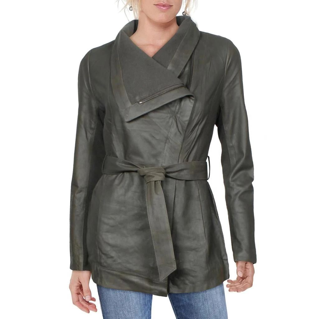 商品Tahari|Elie Tahari Womens Isabelle Leather Knit Trim Trench Coat,价格¥719,第2张图片详细描述