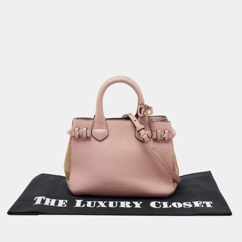 Burberry Pink/Beige House Check Canvas and Leather Mini Banner Tote 商品