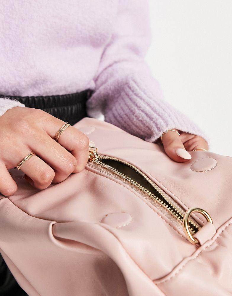 商品ASOS|ASOS DESIGN oversized ruched clutch bag in dusky pink with detachable shoulder chain,价格¥90,第6张图片详细描述