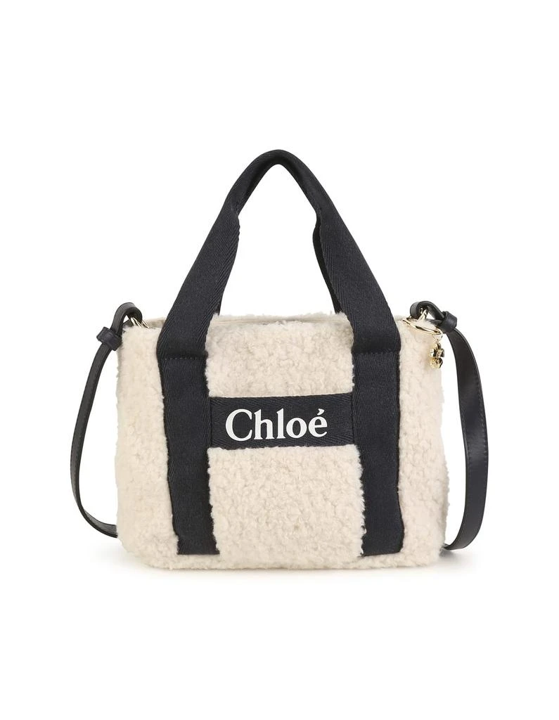 商品Chloé|Ivory And Black Faux Shearling Shoulder Bag,价格¥1686,第1张图片