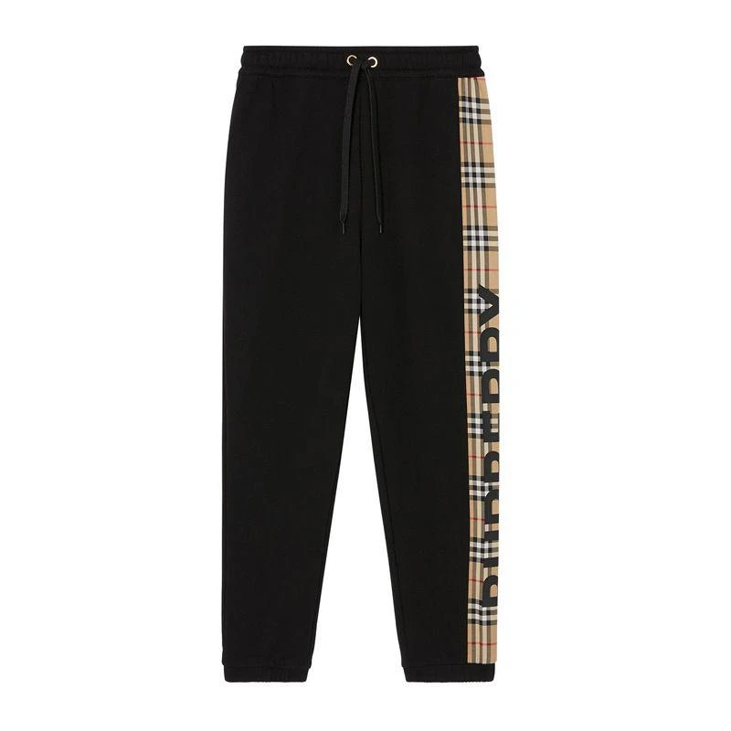商品Burberry|香港直发Burberry 巴宝莉 女士黑色拼格纹运动裤 8024541,价格¥5827,第1张图片