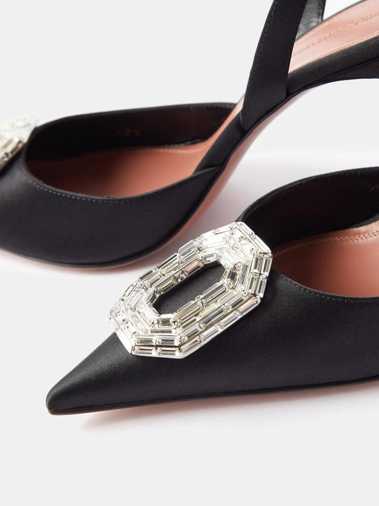 Camelia 90 crystal-brooch satin slingback pumps 商品