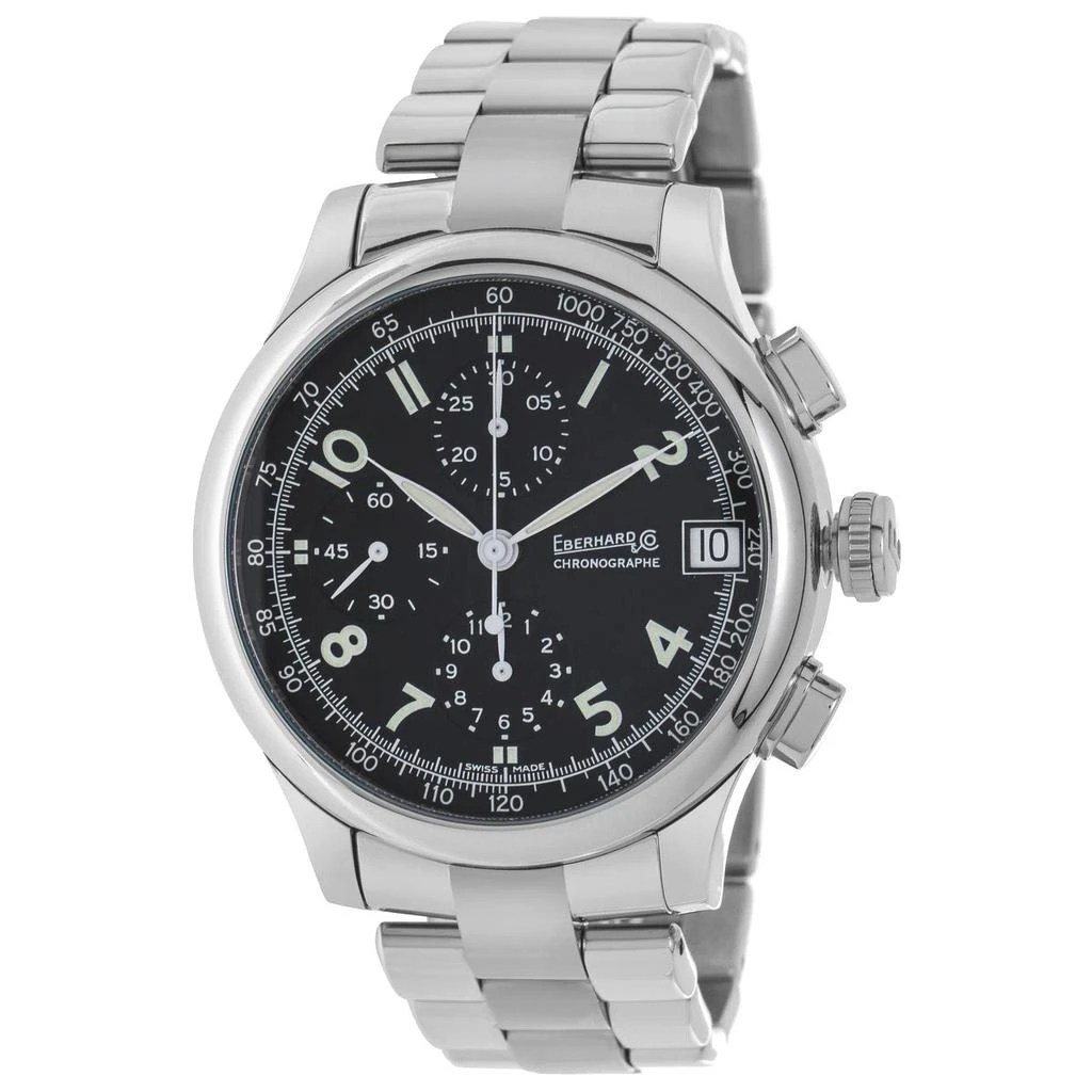 商品Eberhard & Co|Eberhard & Co. Men's Watch Traversetolo Automatic Chronograph - Black Dial SS Bracelet | 31051.3,价格¥9899,第1张图片