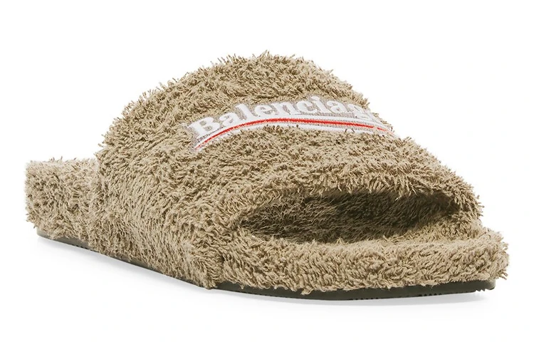 商品[国内直发] Balenciaga|巴黎世家 Furry 套穿拖鞋 女款卡其色,价格¥2905,第3张图片详细描述