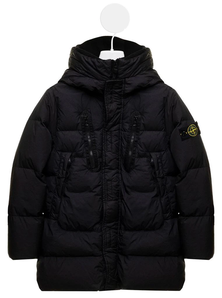 商品Stone Island Junior|Stone Island Junior Black Nylon Quilted Down Jacket With Logo Stone Island Kids Boy,价格¥3980,第1张图片