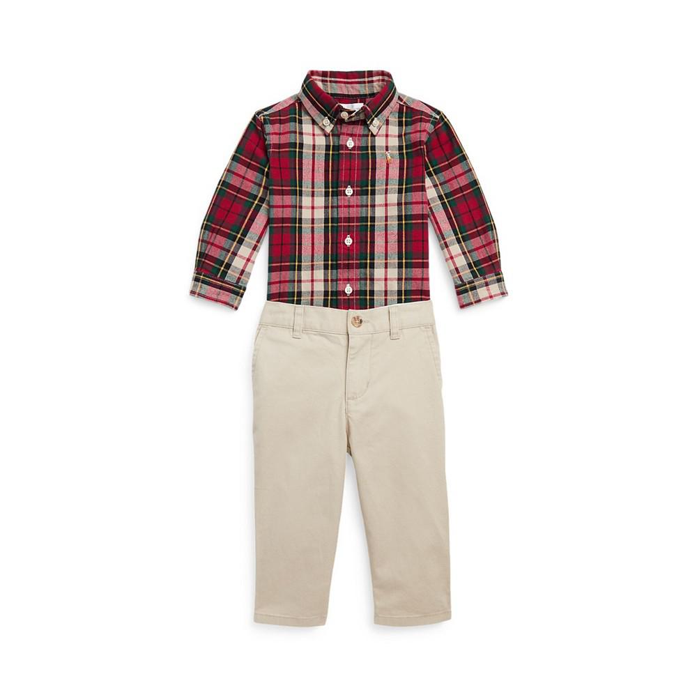 Baby Boys Oxford Shirt and Stretch Chino Pants, 2 Piece Set商品第1张图片规格展示