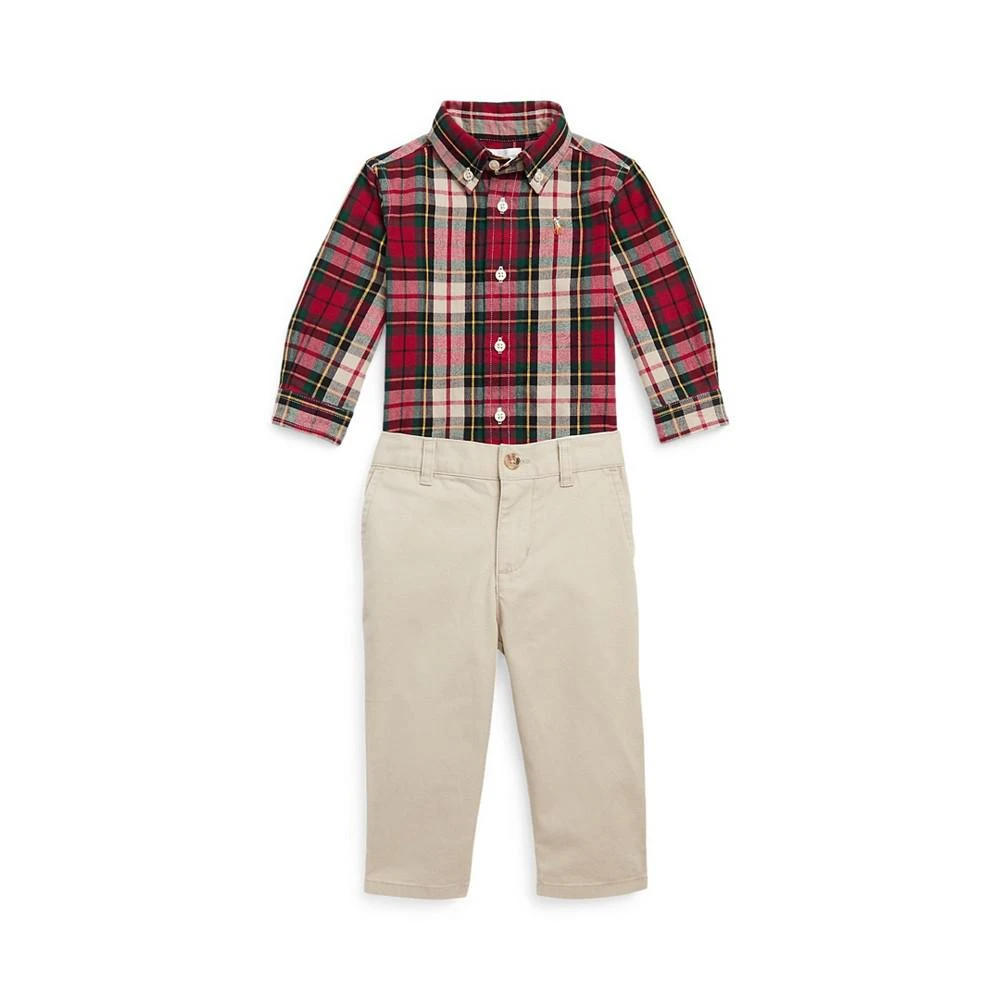 商品Ralph Lauren|Baby Boys Oxford Shirt and Stretch Chino Pants, 2 Piece Set,价格¥389,第2张图片详细描述