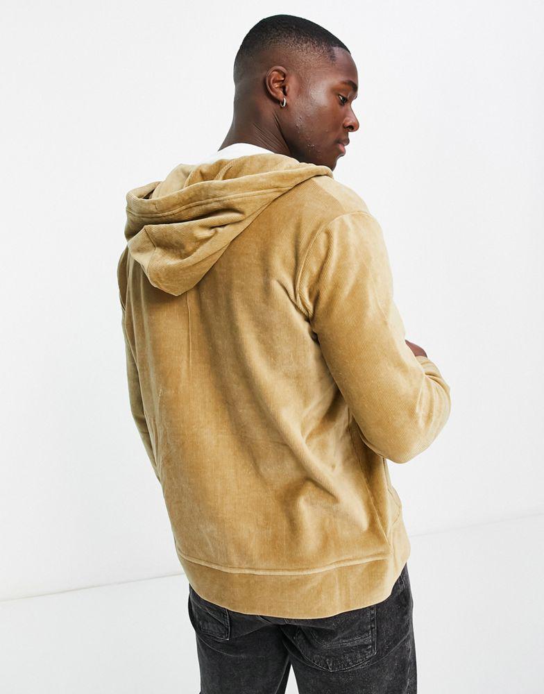 Polo Ralph Lauren icon logo cord sweat full zip hoodie in khaki tan商品第4张图片规格展示