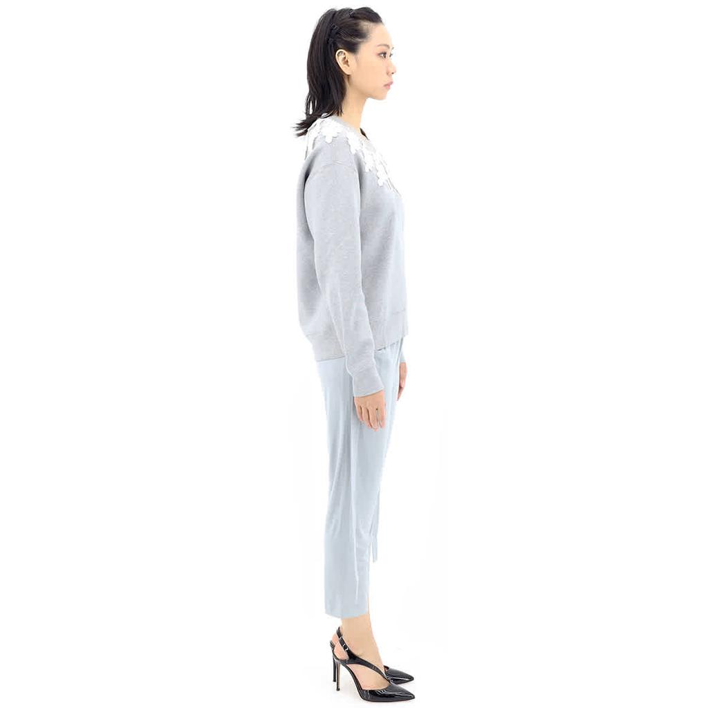 Burberry Ladies Grey Melange Lace Applique Sweatshirt, Size Medium商品第2张图片规格展示