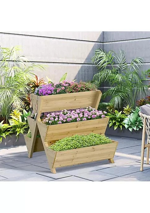 商品Outsunny|Raised Garden Bed Freestanding Planter Stand With 5 Planting Boxes And 4 Hooks Good For Herbs Flowers Or Vegetables In Patio Balcony Indoor Outdoor,价格¥1420,第3张图片详细描述