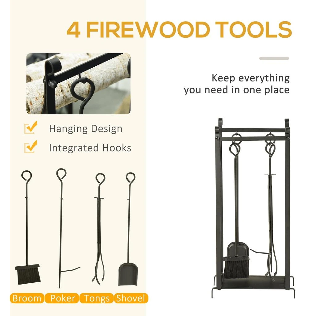 商品Streamdale Furniture|Streamdale Firewood Rack with Fireplace Tools,价格¥1461,第5张图片详细描述