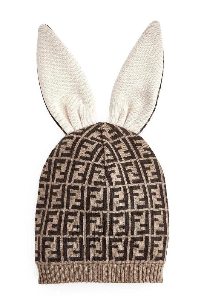 商品Fendi|Fendi  Tan Baby Brown Cotton And Cashmere Bunny Hat,价格¥1034,第1张图片