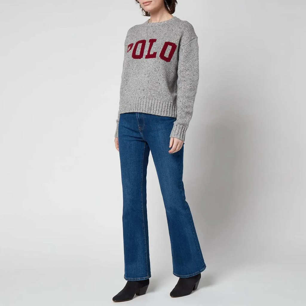 商品Ralph Lauren|Polo Ralph Lauren Women's Large Polo Logo Sweatshirt - Grey Donegal/Wine,价格¥1352,第3张图片详细描述