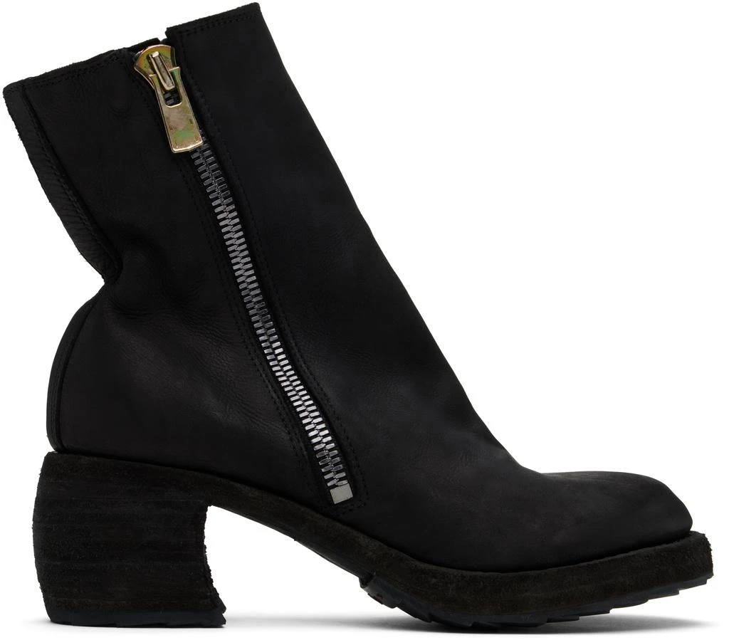 商品YOHJI YAMAMOTO|黑色 Guidi 联名 Calf Grain Oblique Side Zip 踝靴,价格¥28908,第1张图片