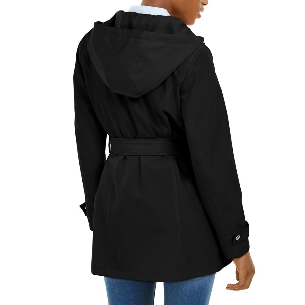 Women's Hooded Belted Water-Resistant Raincoat商品第2张图片规格展示