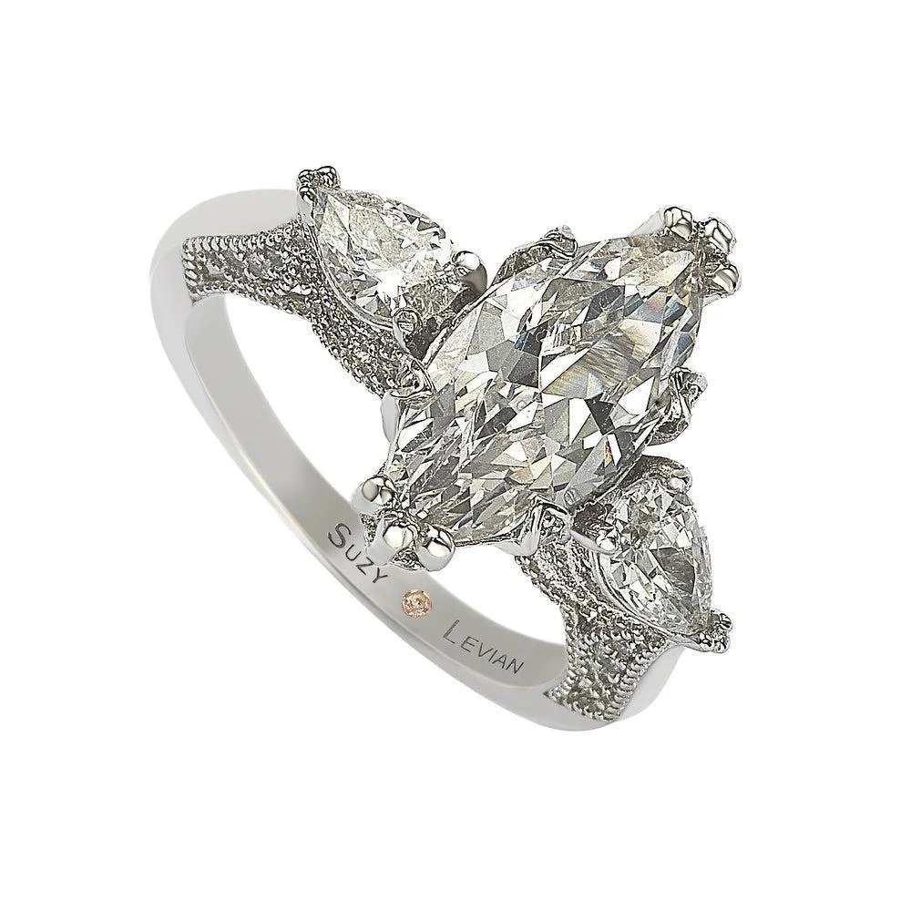 商品Suzy Levian|Sterling Silver Marquise Cubic Zirconia Engagement Ring,价格¥1165,第1张图片