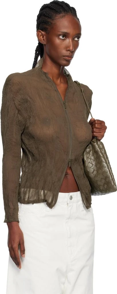 商品Issey Miyake|Khaki Chiffon Twist Cardigan,价格¥4260,第2张图片详细描述