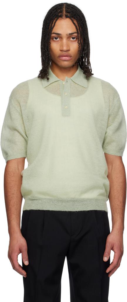 leinwande knit polo グリーン leinwande knit polo グリーン Sweater Knit Polo Shirt - Green