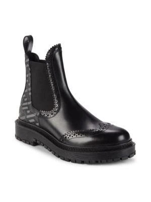 商品Versace|Greca Perforated Leather Ankle Boots,价格¥4119,第2张图片详细描述