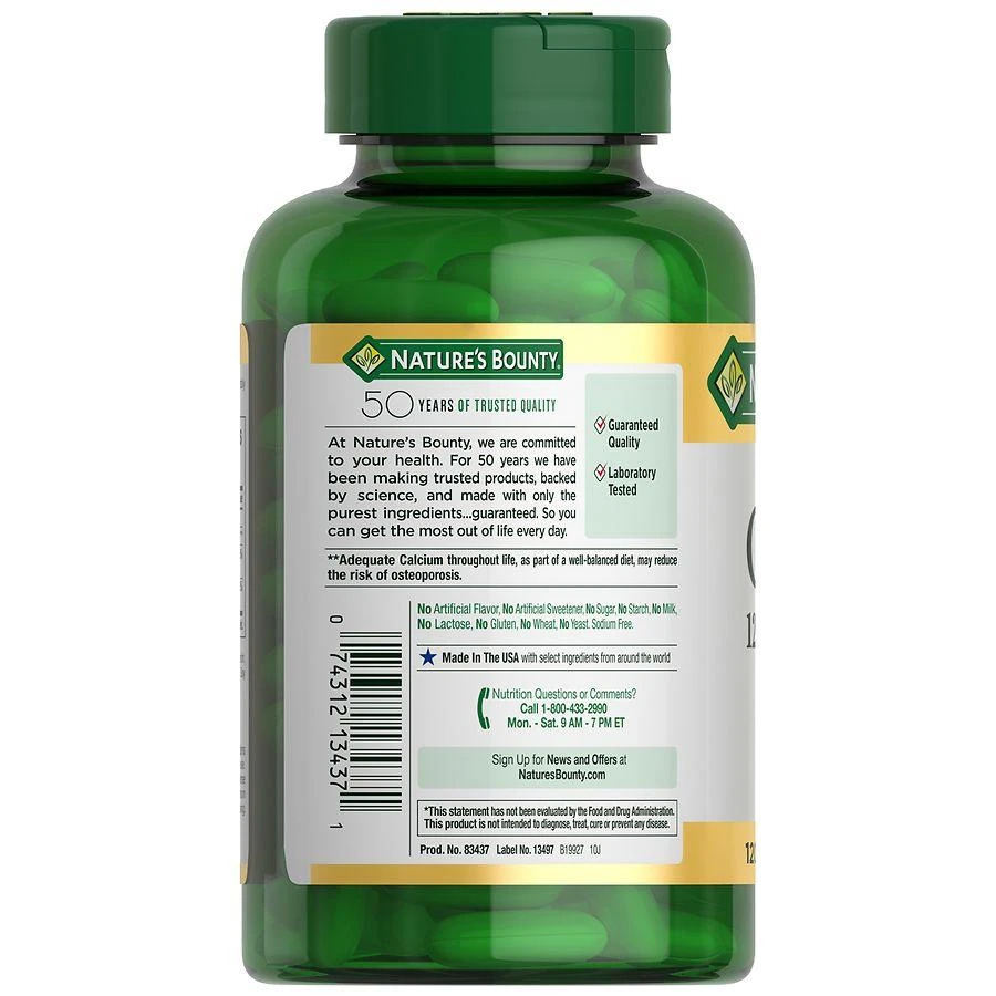 商品Nature's Bounty|Calcium 1200 mg plus Vitamin D3 1000 IU Dietary Supplement Softgels,价格¥184,第2张图片详细描述