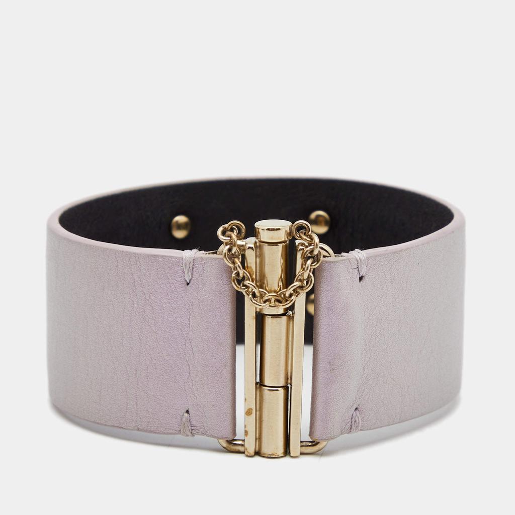Chanel Metallic Lavender Gold Tone Wrap Cuff Bracelet商品第2张图片规格展示