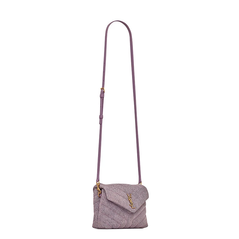 商品Yves Saint Laurent|【预售3-7天】SAINT LAURENT PARIS/圣罗兰 YSL 22春夏新款LOULOU系列 女士漂白淡紫色织物配皮“Y”型绗缝牛仔帆布金扣可调节皮革肩带单肩斜挎包678401FAADY5352,价格¥11335,第4张图片详细描述
