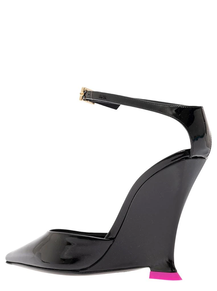 商品3JUIN|clea Black Pumps With Wedge Heel And Contrasting Detail In Leather Woman,价格¥2675,第3张图片详细描述