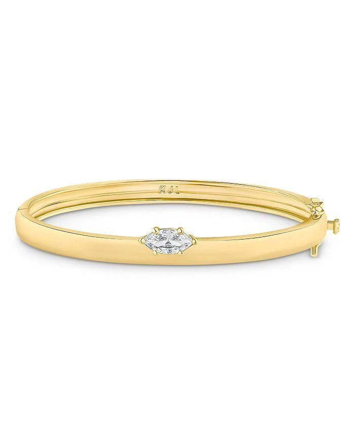 商品Kenneth Jay Lane|Marquise Cubic Zirconia Thin Bangle Bracelet in 14K Gold Plated,价格¥394,第1张图片详细描述