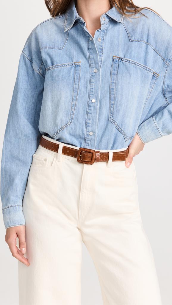 Madewell Textured Covered Buckle Croco Belt商品第3张图片规格展示