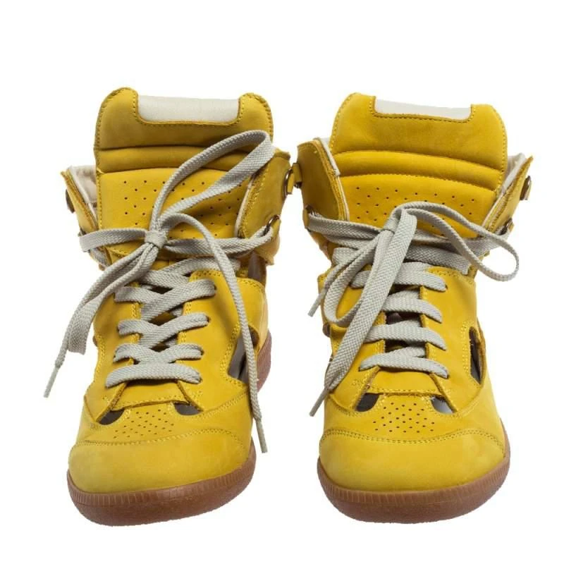 商品[二手商品] MAISON MARGIELA|Maison Martin Margiela Yellow Nubuck Leather High Top Sneakers Size 39,价格¥1070,第3张图片详细描述