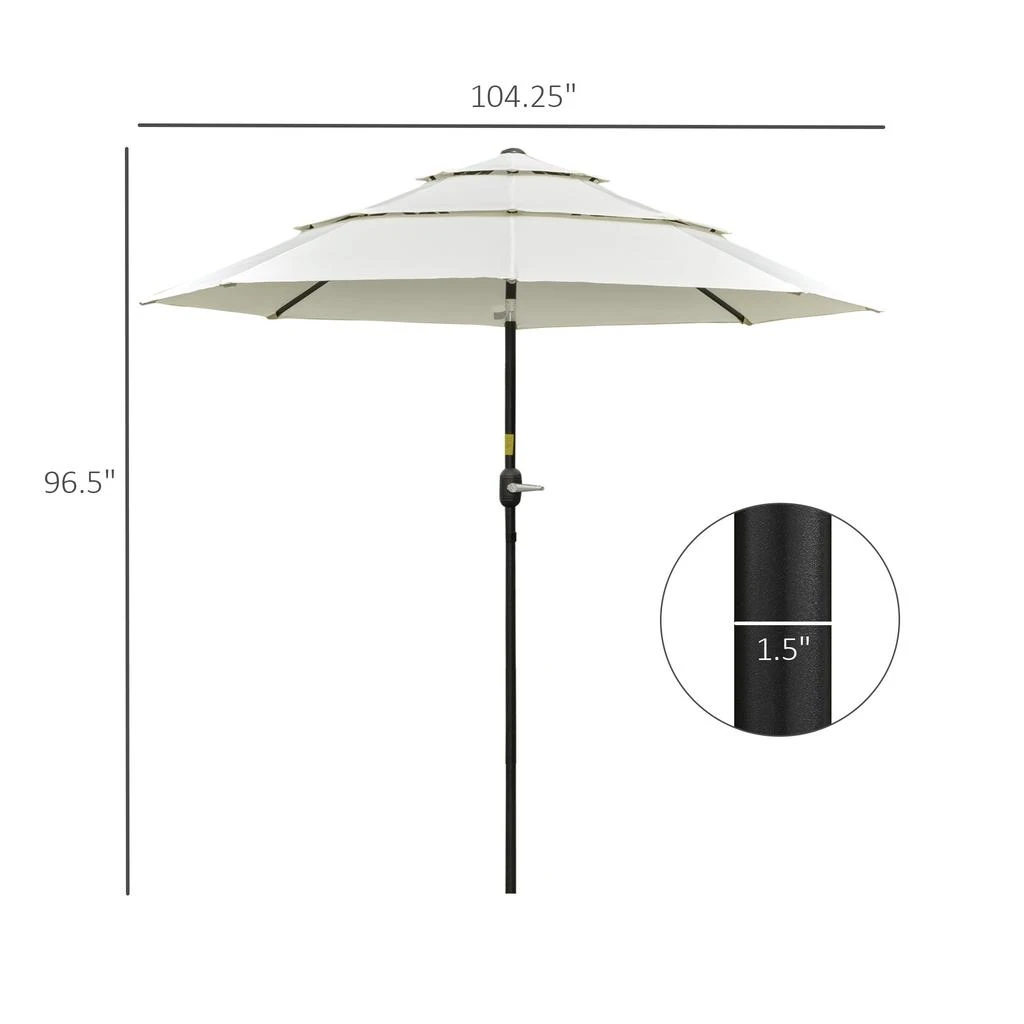 商品Streamdale Furniture|Streamdale 9FT 3 Tiers Patio Umbrella Outdoor Market Umbrella with Crank,价格¥2068,第3张图片详细描述