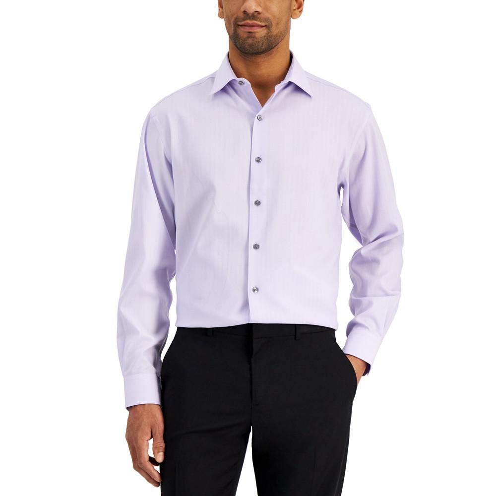 Men's Regular Fit 2-Way Stretch Herringbone Dress Shirt, Created for Macy's商品第1张图片规格展示