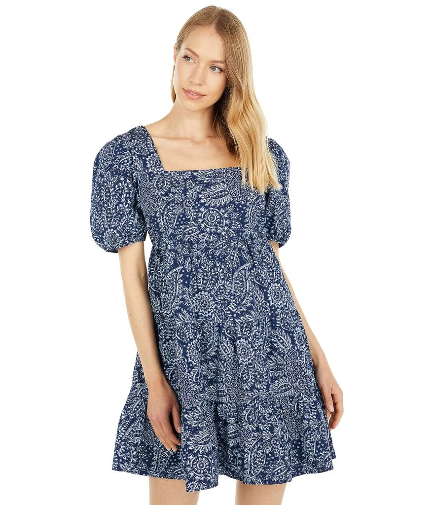 商品Madewell|Poplin Puff-Sleeve Tiered Babydoll Dress in Paisley Garden,价格¥547,第1张图片