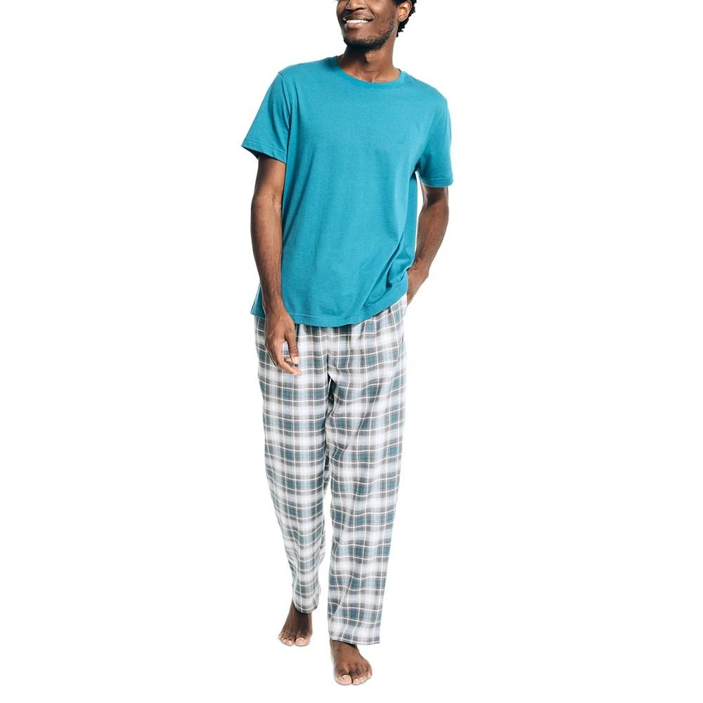 商品Nautica|Men's 2-Pc. Classic-Fit Solid T-Shirt & Plaid Flannel Pajama Pants Set,价格¥167,第1张图片