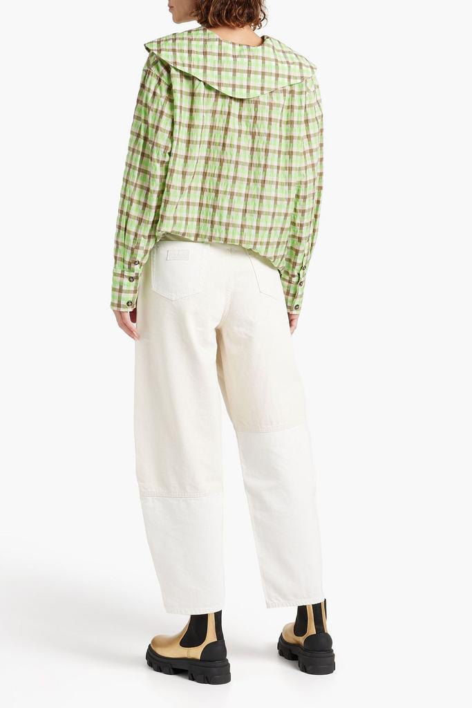 商品Ganni|Checked organic cotton-blend seersucker shirt,价格¥830,第5张图片详细描述