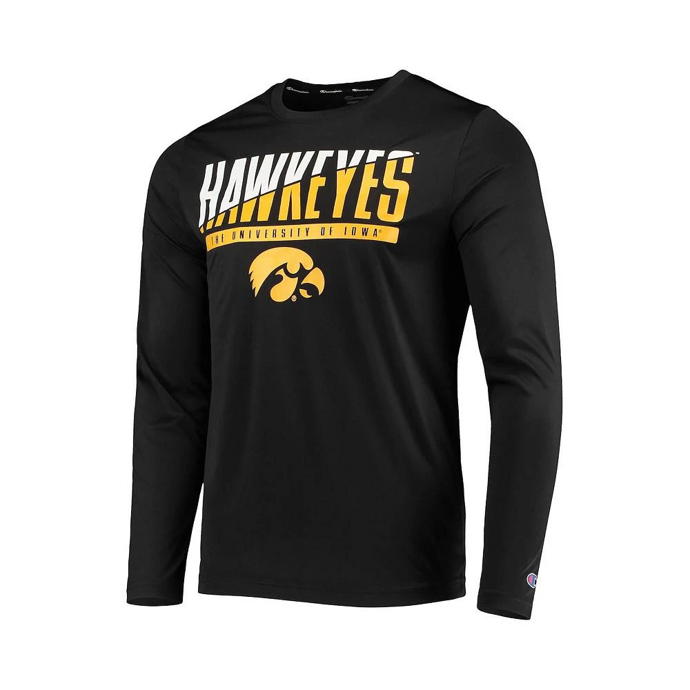 商品CHAMPION|Men's Black Iowa Hawkeyes Wordmark Slash Long Sleeve T-shirt,价格¥262,第3张图片详细描述