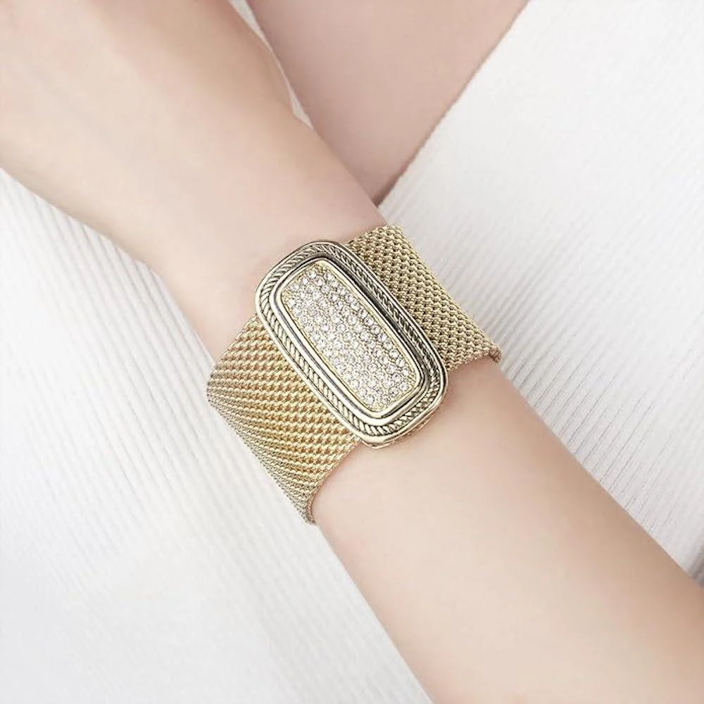 商品Liv Oliver|18k Gold Mesh Embellished Statement Bracelet,价格¥3151,第2张图片详细描述