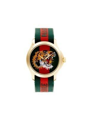 商品Gucci|38MM Goldtone Stainless Steel & Textile Strap Watch,价格¥3891,第1张图片