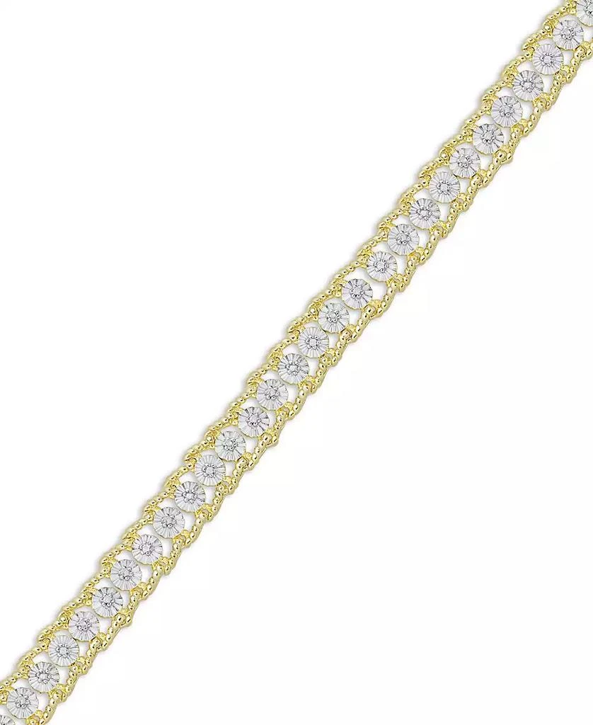 商品Macy's|Diamond Accent Rope Edge Tennis Bracelet in Gold Plate,价格¥225,第2张图片详细描述