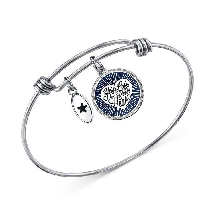 商品Unwritten|Silver-Tone Keep Love Adjustable Bangle Bracelet,价格¥64,第1张图片