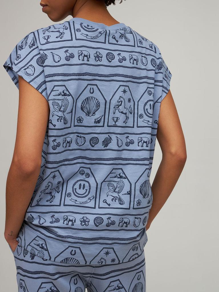 商品Ganni|Printed Cotton Jersey Sweatshirt Vest,价格¥345,第4张图片详细描述