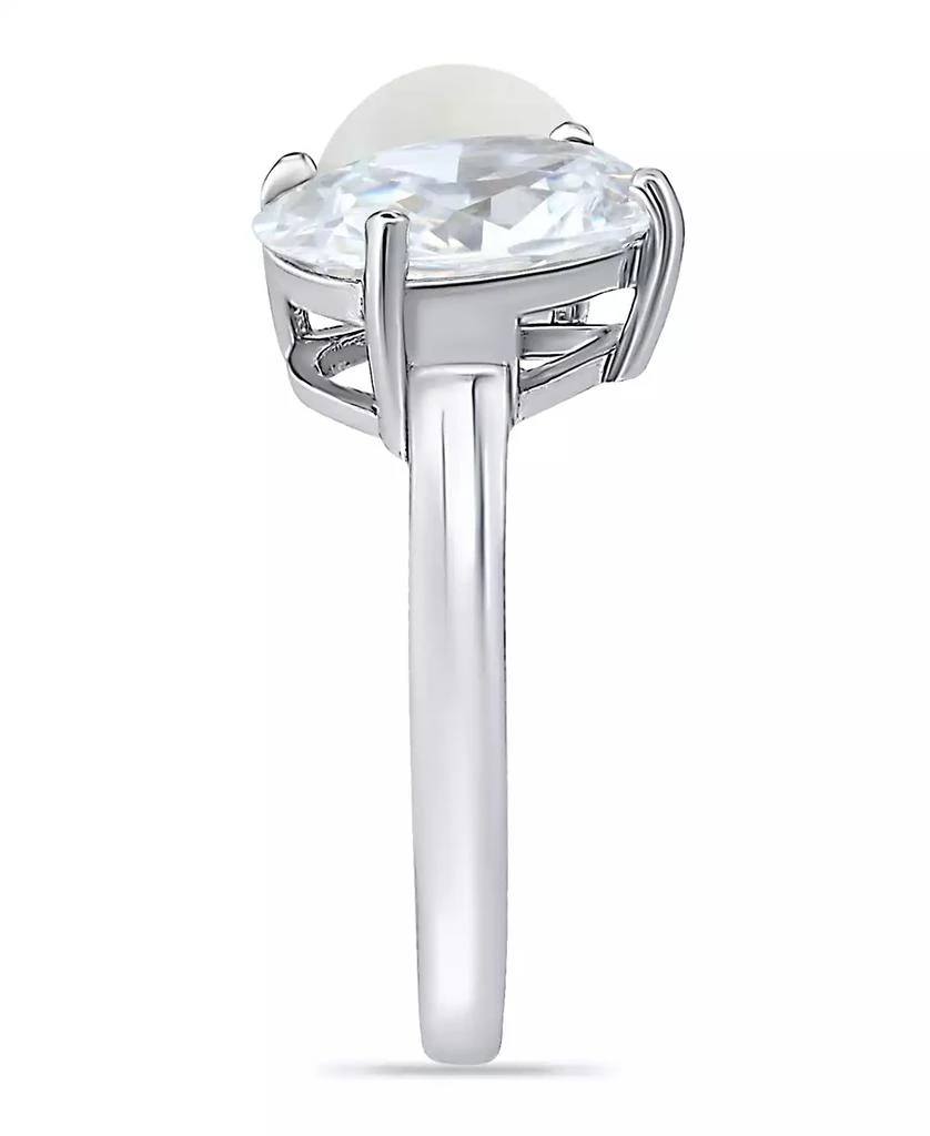 商品Macy's|Cubic Zirconia and Imitation Pearl Stone Ring in Silver Plate, Created for Macy's,价格¥180,第4张图片详细描述
