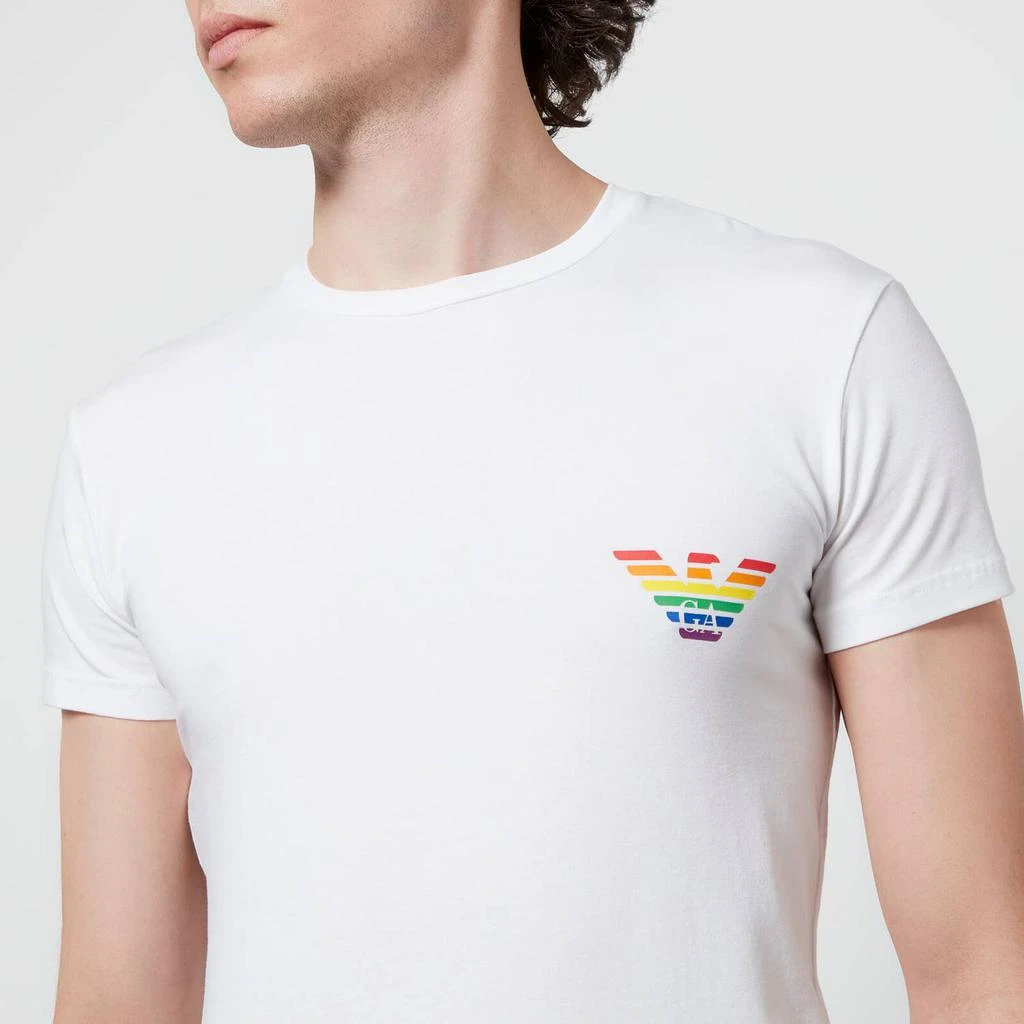 商品Emporio Armani|Emporio Armani Men's Rainbow T-Shirt - White,价格¥173,第4张图片详细描述