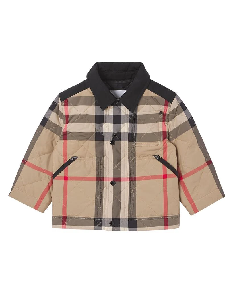 商品Burberry|Boy's Renfred Check Diamond Quilted Jacket, Size 12M-2,价格¥1458,第1张图片