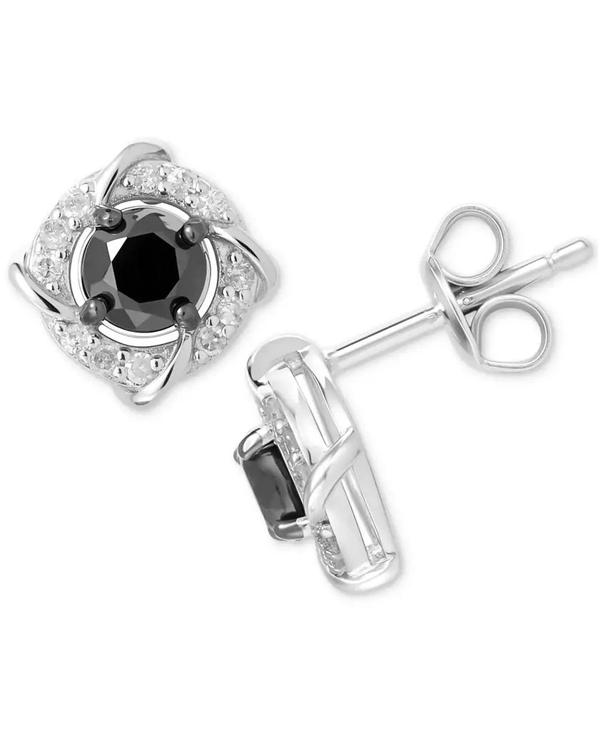 商品Macy's|Black & White Diamond Love Knot Stud Earrings (1 ct. t.w.) in Sterling Silver,价格¥1375,第1张图片