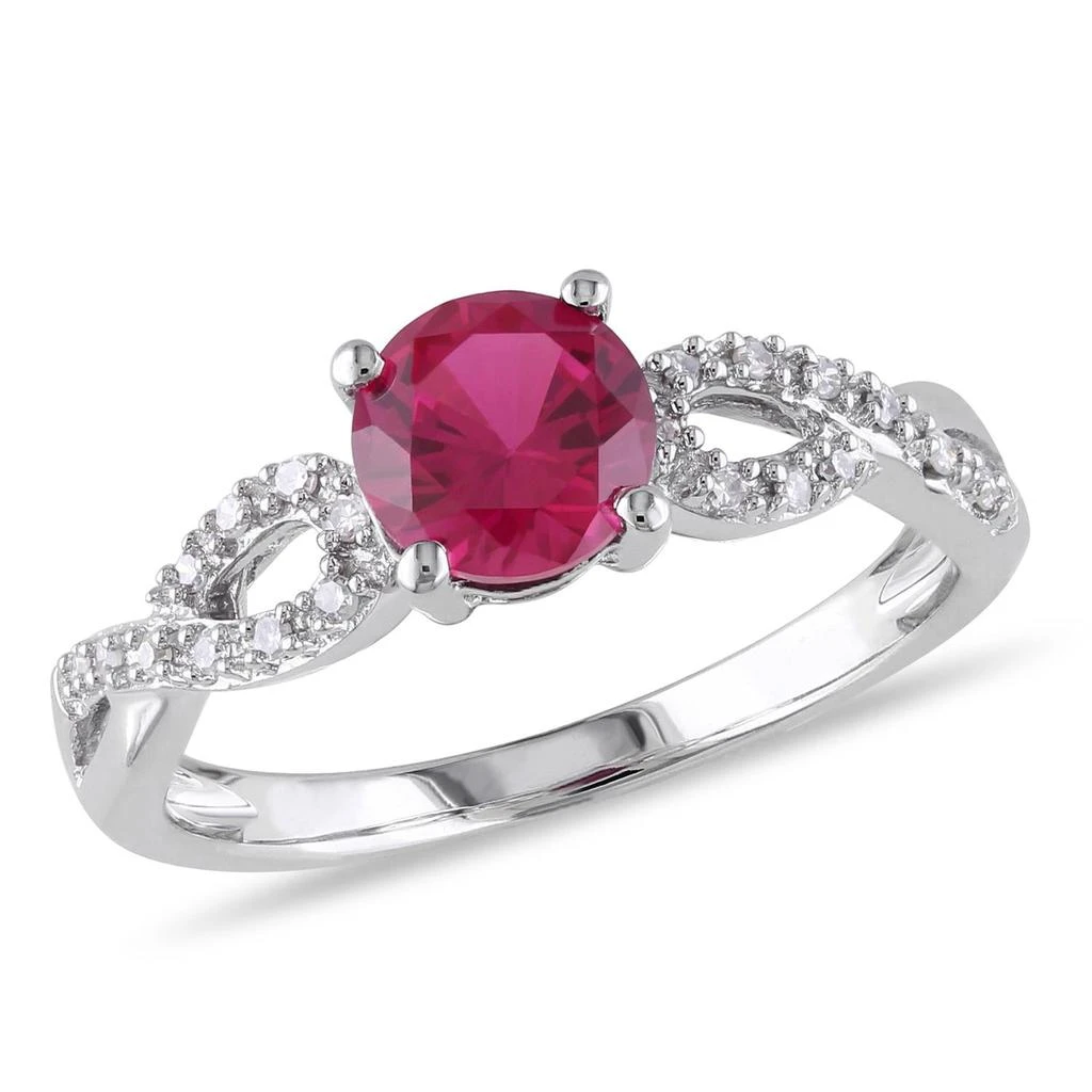 商品Julianna B|10k White Gold Created Ruby and Diamond Infinity Ring,价格¥3097,第1张图片