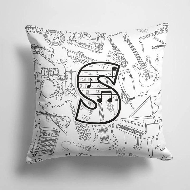 商品Caroline's Treasures|14 in x 14 in Outdoor Throw PillowLetter S Musical Note Letters Fabric Decorative Pillow 15 X 15 IN,价格¥269,第1张图片