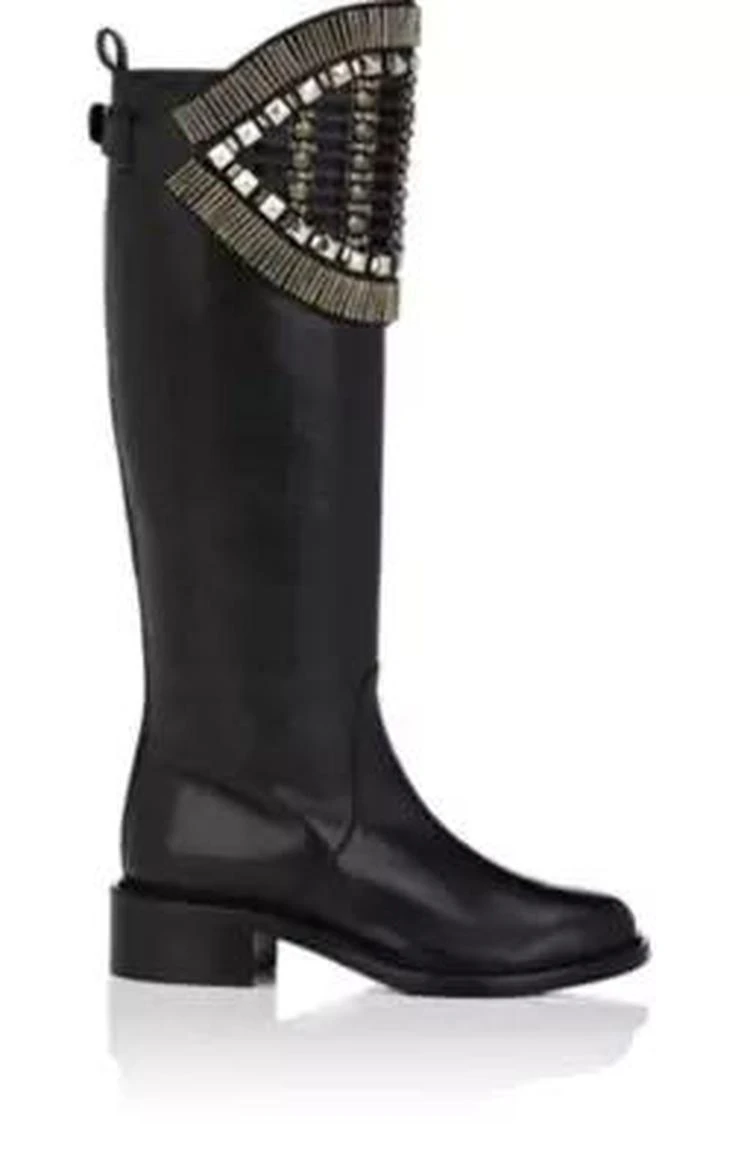 商品Alberta Ferretti|Embellished-Strap Leather Riding Boots,价格¥5573,第1张图片