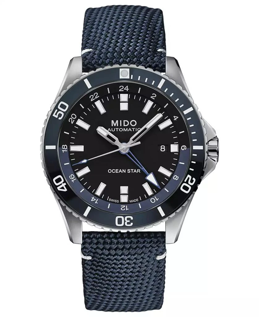 商品MIDO|Men's Swiss Automatic Ocean Star GMT Blue Fabric Strap Watch 44mm,价格¥9495,第1张图片